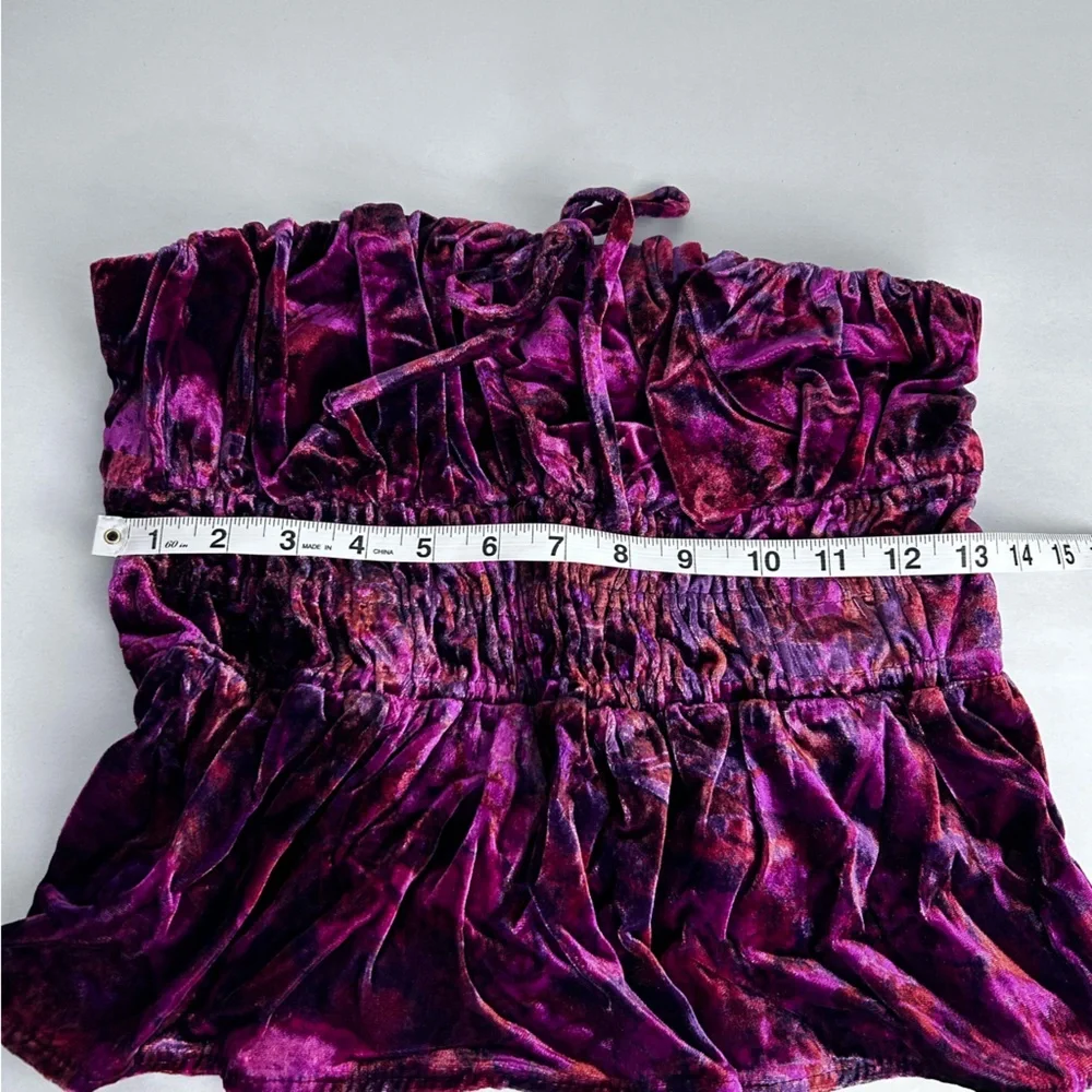 NWT Anthropologie Somerset Strapless Tube Top Blouse Size Small Floral Velvet